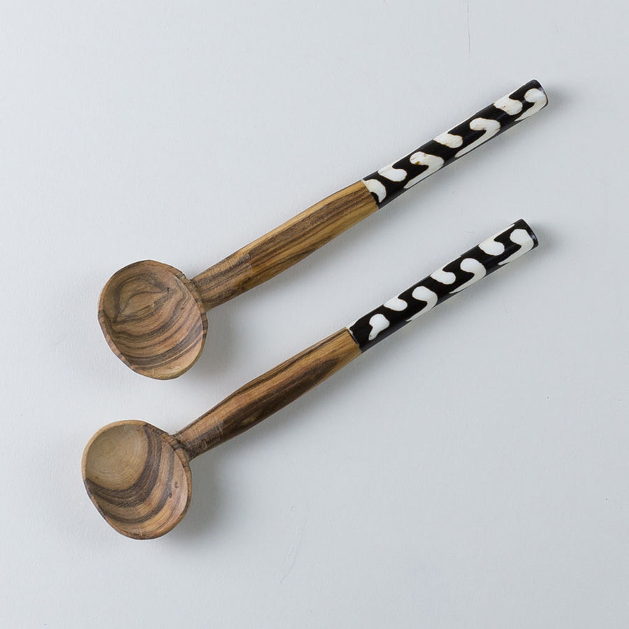 ANKOLE COW HORN SALAD OR SERVING SPOON SET OF 2 – THE AFRICAN HOME GOODS